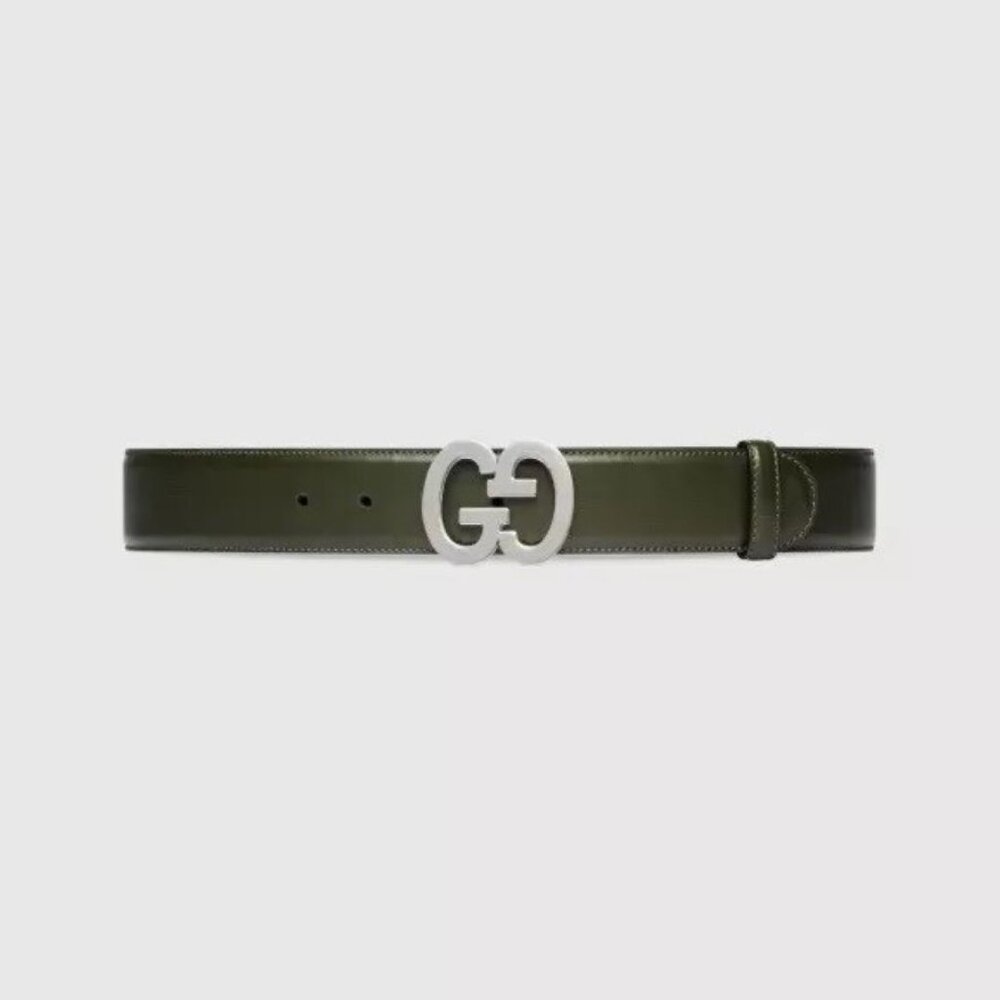 NWT Gucci GG buckle olive leather belt - size 95-38